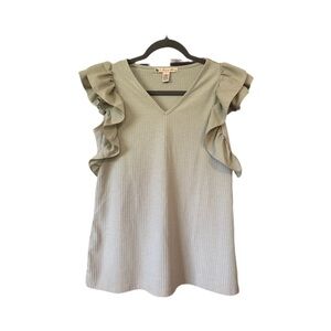 Green Ruffled Sleeveless Blouse